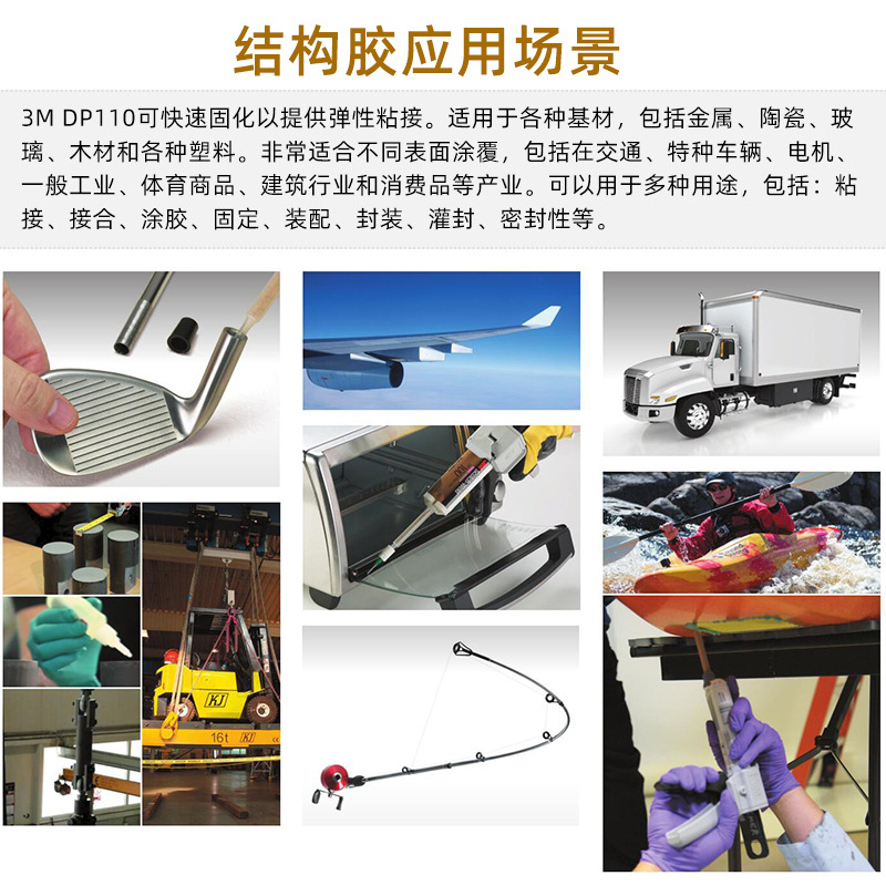 3MDP110灰色Gray半透明Translucent胶水双组份环氧结构胶3M DP110