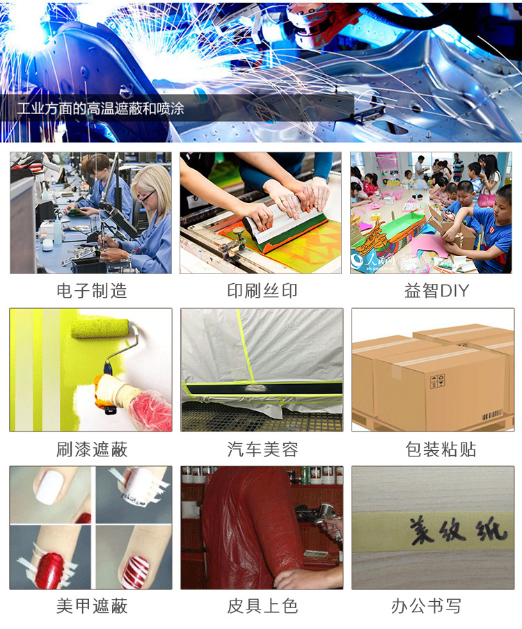3M232美纹纸胶带墙面装修喷漆遮蔽保护耐高温撕下无痕手写3M 232