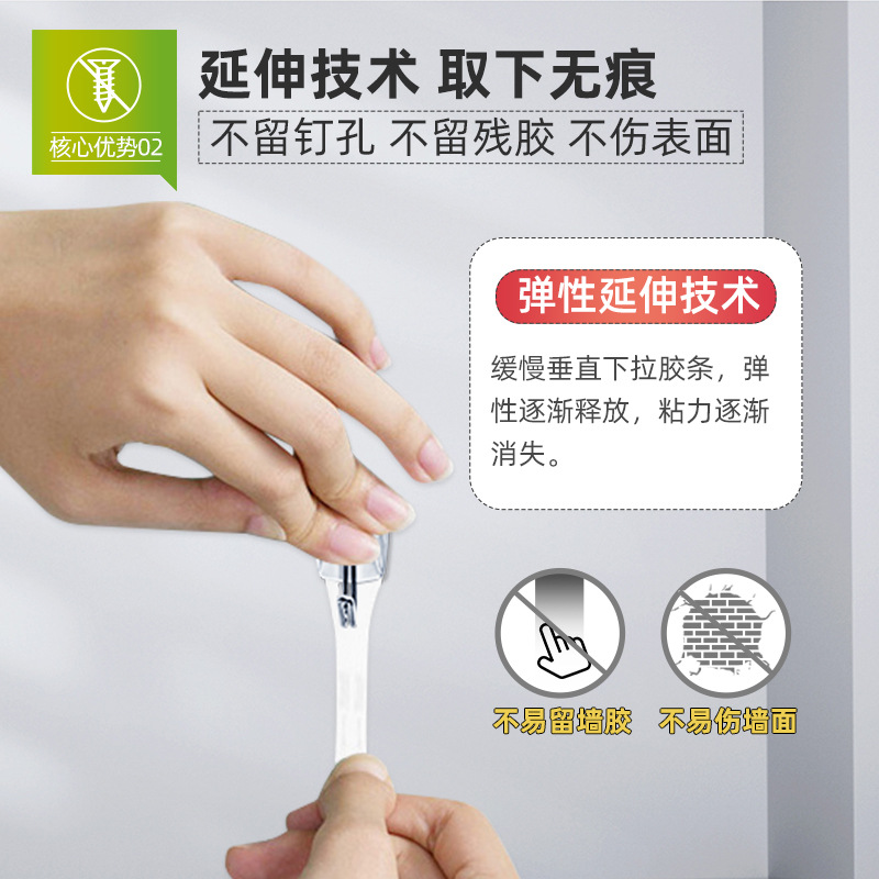 正品3M高曼透明隐形活动无痕挂钩强力粘胶免打孔墙壁墙钉门后粘钩