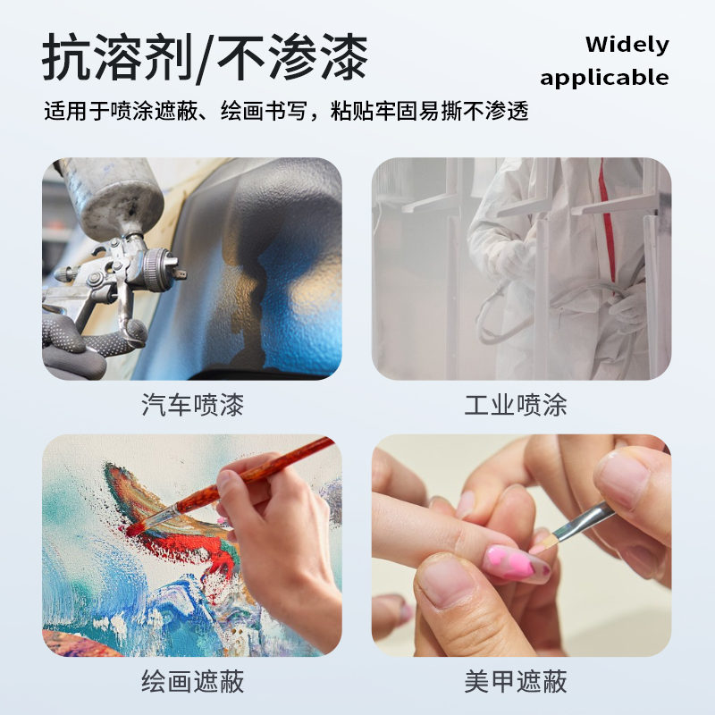 3m200#白色美纹纸胶带无痕装修美术生用可撕汽车喷漆遮蔽高温纸胶