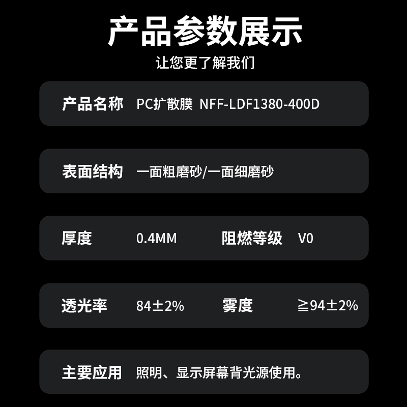 PC扩散膜,匀光膜,乳白色导光膜,灯箱背光源扩散,散光,哑光,柔光,可定制